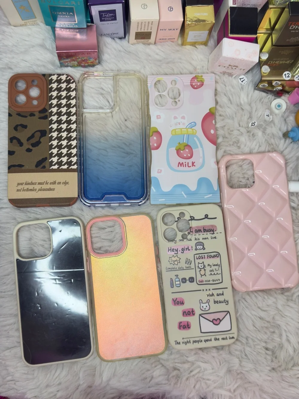 Assorted Pink & Multicolor Decorative iPhone Case - Cute Milk & Patterned Styles